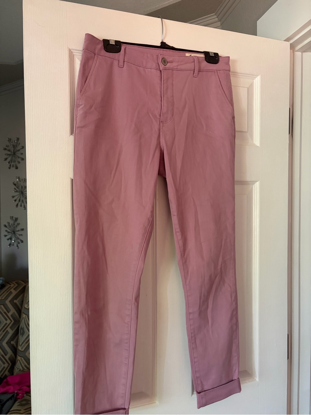 Cosmic Blue Love Slim Chino Pants in Mauve Pink
